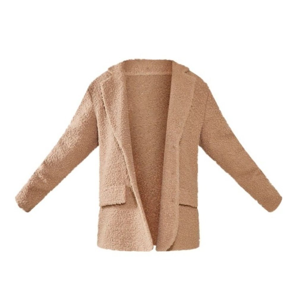 NWT PRETTYLITTLETHING BOUCLE LONGLINE OVERSIZED CURVED HEM BLAZER Size US 4 Colo - Picture 5 of 8
